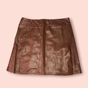 Brown leather mini skirt